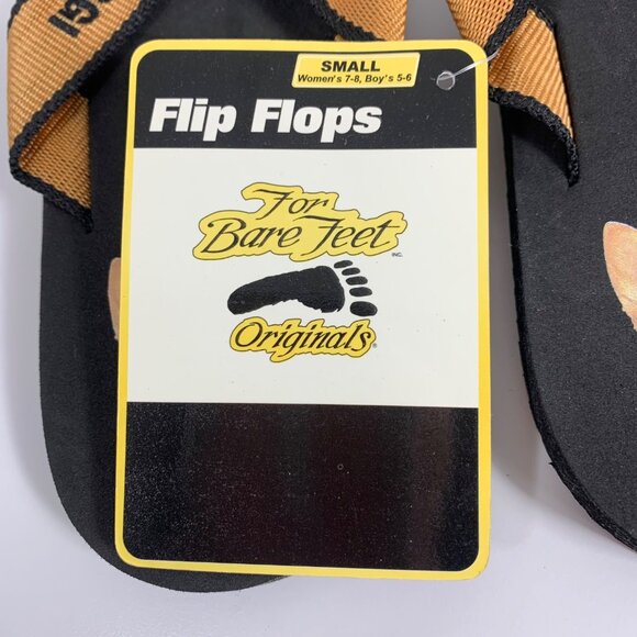 Corgi Print Flip Flops For Bare Feet Originals Black & Orange SZ S Womens 7-8 - Picture 3 of 5